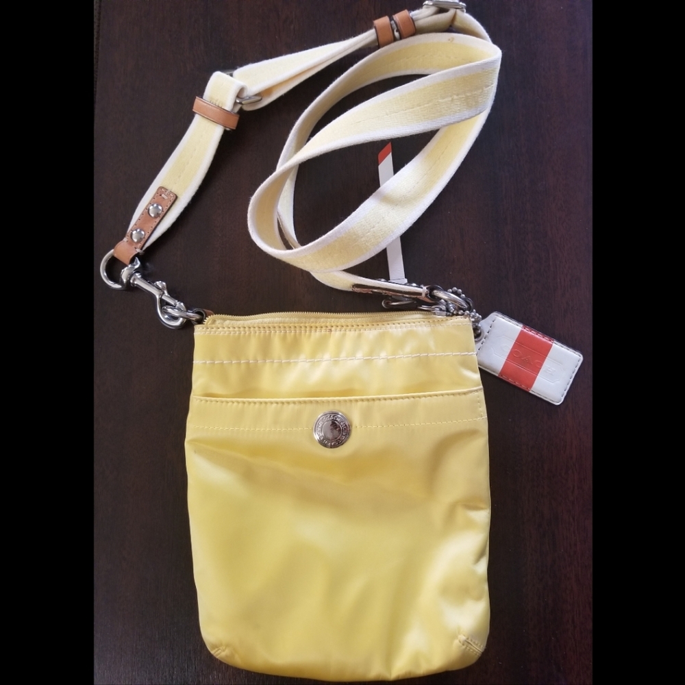 Coach Sunshine Yellow "Satin" Passport Bag - Picture 1 of 9